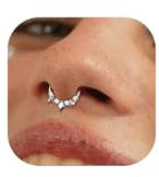 BodyBonita 16G Septum Piercing Schmuck – 316L Edelstahl Nasenring Nasenpiercing mit Zirkonia für Frauen Männer Conch Helix Piercings Tragus Daith Knorpel Ohrpiercing Silber 10mm Nebel