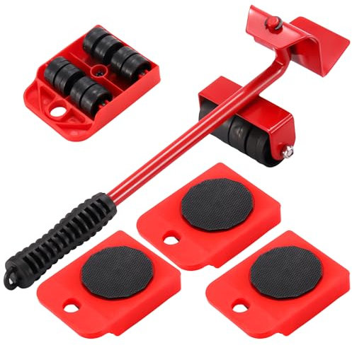 Casbomy Roulettes de transport pour meubles lourds, 1 pied de biche et 4 roulettes pour meubles lourds