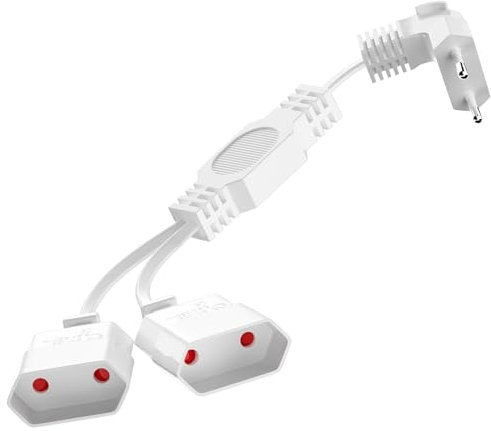 Verlängerungskabel Eurostecker, 0,3M Kurzes Netzkabel Verlängerung, 2-Fach 90° Eurostecker, 0.75 mm² Typ-C Euro Buchse, Stromkabel Eurostecker auf Eurobuchse, Max.2,5A/250V für TV&Lampe Weiß