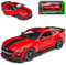 alles-meine.de GmbH Ford Shelby Mustang GT500 VI Coupe Rot mit Streifen in Schwarz Modell Ab 2014 Version Ab 2020 1/32 Burago Modell Auto mit individiuellem Wunschkennzeichen