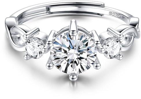 Milacolato Verlobungsring Silber 925 für Damen Ring Ringe Promise Engagement,Eternity,Verstellbar,Rund,Quadratisch,Mit Stein,Fingerring für Frauen A