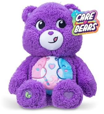 Basic Fun Care Bears 35 cm Medium Plüsch - Share Bear Cosy Collection - Superweiches umweltfreundliches Spielzeug mit Bauchabzeichen - Kuschelbares Sammlerstück für Kinder und Fans, Lila