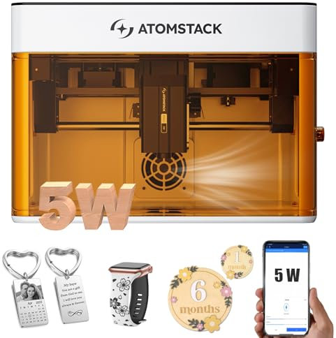 ATOMSTACK P1 5W Machine à graver laser portable Porte entièrement fermée 5W Dual Motor Drive Machine à graver laser 10000m/min PC Mobile, gravure hors ligne APP