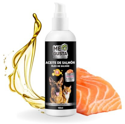ME GUSTA Olio di salmone per cani e gatti | Ottimizza il sistema immunitario | Rafforza le articolazioni e le ossa | Riduce i problemi di pelle | 100 ml