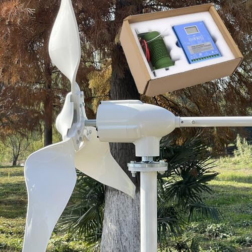 Windkraftanlage Kit, 2000W Windturbinen Generator, 24V/48V, mit LCD MPPT Wind Solar Hybrid Laderegler, Kleinwindkraftanlagen, für Haus, Wohnmobil, Bauernhöfe, Boote(Ohne Mast) (24, Volt)