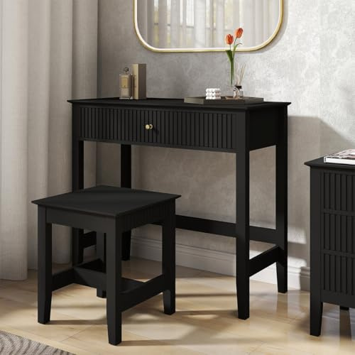 Melody Maison Dressing Table & Stool Set - Hales Black Range