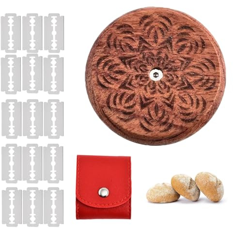 Diyxisk Coltello Pane, 15 Pezzi Intercambiabile Taglierino per Pane, Forma a Fiore Coltello Impasto, Utilizzato per Preparare Torte, Pizze, Baguette, Pane Europeo e Biscotti (Rosa)