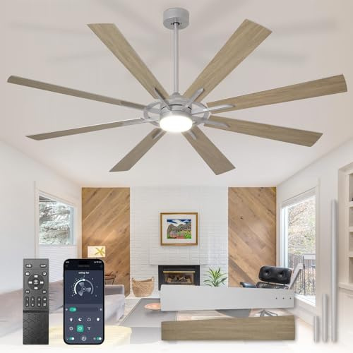 Depuley Grands ventilateurs de plafond avec éclairage: Ventilateur de plafond d'extérieur de 72 pouces à 8 pales avec télécommande - Grand ventilateur en bois avec éclairage