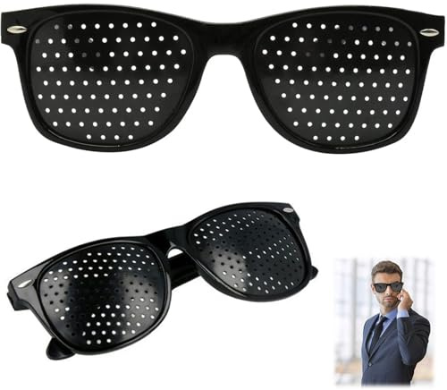 2pcs Pinhole Glasses For Women Men, Stylish Pin Hole Vision Correction Glasses, Eye Correction Glass With Holes To Improve Vision Fatigue, Comfortable Anti Myopia Spectacles For Eyesight Exercise