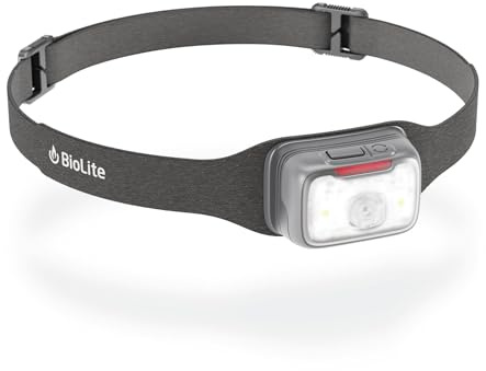 Biolite Stirnlampenbereich 500, schwarz, USB C, schnelles Aufladen 8 Minuten, 1 Stunde Licht, IP67