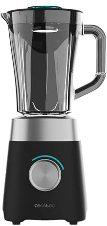 Cecotec Batidora de Vaso con Jarra de 1,5L Power Black Titanium 1300MAX B Pro. 1300W Potencia Máxima, 20000RPM, Cuchillas 4 Hojas de Titanio, 2 Velocidades + Función Pulse, Pica Hielo Fácil