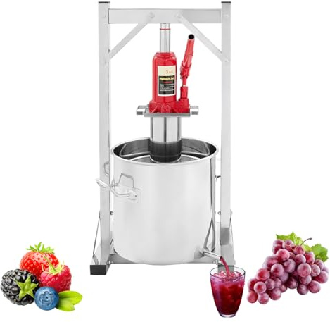AQIFAND 12L Fruchtweinpresse Hydraulische Hebelpresse 3T Manuelle Weinpresse Edelstahl Obstpresse für Trauben Erdbeeren Maulbeeren Mostpresse Kelter