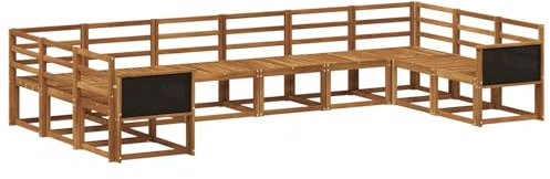 vidaXL Outdoor-Sofagarnitur 10 pcs Natur Massivholz Akazie, Moderne Garten-Sofa, Flexibles Möbelset für die Terrasse, Acacia Lounge für den Außenbereich