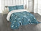 Lunarable Tagesdecke mit Blumenmuster, Sakura-Baumzweige, blasses japanisches Kirschblüten-Design, dekoratives gestepptes 3-teiliges Bettbezug-Set mit 2 Kissenbezügen, King-Size-Größe, Blau