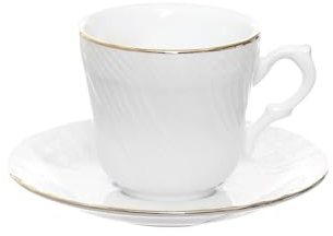 KASANOVA Tazza tè con piattino bianca filo oro bianco Tavola,Tè e caffè
