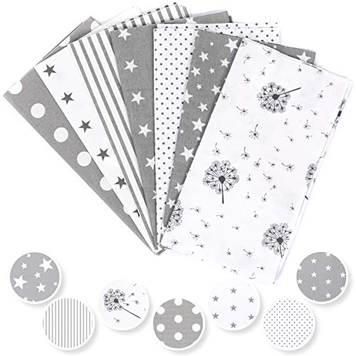 Amilian Baumwollstoff Meterware Stoffe Stoffreste zum Nähen Stoffpaket Paket: 7 Stück je 50 x 40cm für Patchwork 100% Baumwolle DIY Baumwolltuch SET 3