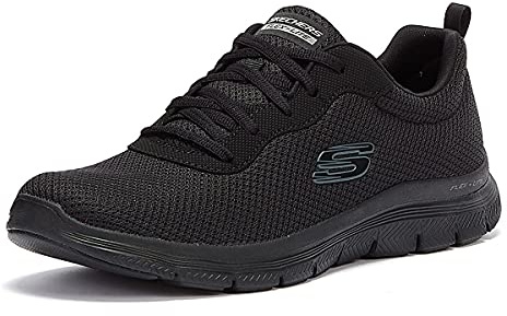 Skechers Damen Flex Appeal 4.0 Brilliant View Sneaker, Black Mesh Trim, 37.5 EU