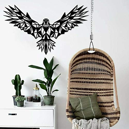 KESTEX XL WANDBILD Wall Art Metal Adler ★ 40x 69 cm ★ schwarz pulverbeschichtet Wand DEKO Premium | Geometrische Metallwandkunst Wanddekoration