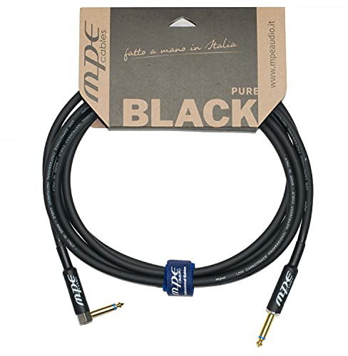 MPE - Cavo jack per chitarra, basso e strumenti musicali, Professionale Schermato Made in Italy 6,3mm MOD BLACKONE90 (1MT)