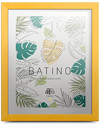aFFa frames, Batino, Bilderrahmen Holz, the frame, holzrahmen, mit Acrylglasfront, HDF-Hintergrund, gelb bilderrahmen 30x40 cm