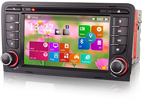 Erisin 7 Car Stereo DVD Multimedia Player Touchscreen for Audi A3 S3 RS3 RESE-PU, Car Audio Head Unit Support GPS Bluetooth/DVR/DVB-T/1080P Videos/VMCD/GPS/FM/SD/USB/AUX