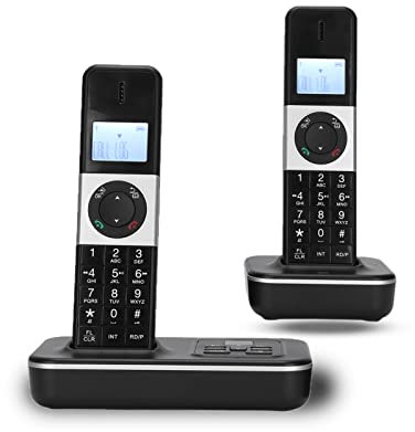 ciciglow Téléphone Fixe sans Fil,Telephone sans Fil repondeur,2 combinés,Mains Libres, Ecran rétro éclairé, 10 melodies d'appel,16 Langues Prises en Charge
