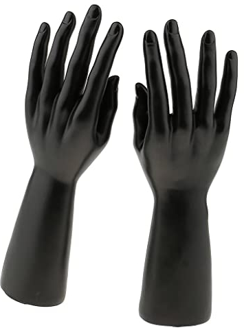 LOVIVER 1 Paar Männlich Rechts Links Schaufensterpuppe Hand Schmuck Armband Ring Display Organizer Halter Rack Schwarz Weiß Hautf - Schwarz