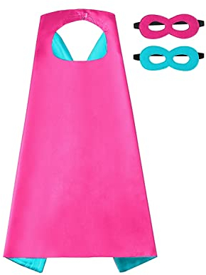 Playcrate Kids Superhero Cape Mask Set - Hero Costume Fancy Dress Cosplay - Party Dress Up Supplies for Boys & Girls (Turquoise)