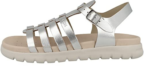 Geox J Soleima Gir, Sandalia Niñas, Plateado, 24 EU