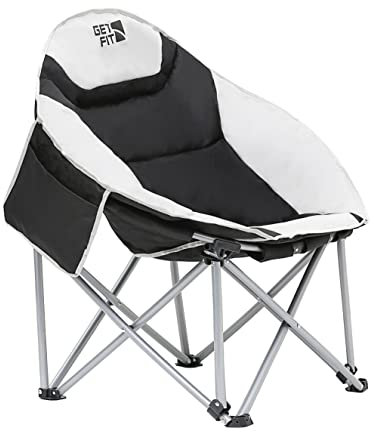 Get Fit Moon Campingstuhl, tragbarer Outdoor-Premium-Klappstuhl für Erwachsene, mit Magazintasche, Getränkehalter und Tragetasche, robuster Klappstuhl, Tragkraft von 130 kg