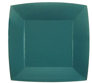 Santex - 10 Assiettes Carton Bio CARRÉES 23CM Bleu Canard