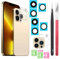 YHX-OU 2 Pezzi Lens Vetro per iPhone 13 Pro 13 Pro Max Lente Vetro Camera Posteriore con pinzette + 2 Pezzi Protezione Lente pour iPhone 13 Pro 13 Pro Max + Strumento di Installazione
