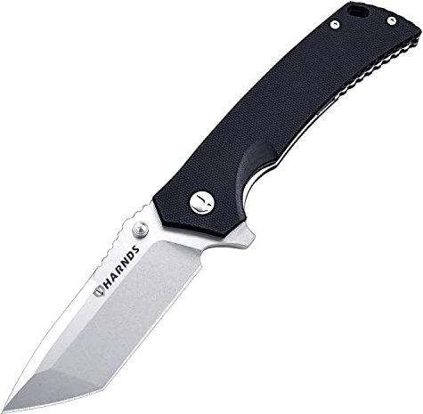 Harnds Tragbares Klappmesser mit G10-Griff, D2-Edelstahl-Mehrzweckmesser mit Wellenschliff für Jagd, Camping, Survival (CK7206 - Satin)