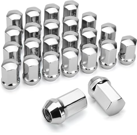 dynofit 24pcs 14x1.5 OEM Lug Nuts 1.75 inch(45mm) Height 7/8 Hex(22mm), M14-1.5 One-Piece Design Factory Chrome Wheel Lugnuts for Silverado & Tahoe GMC Sierra 1500 Buick Dodge Cadillac Chrysler