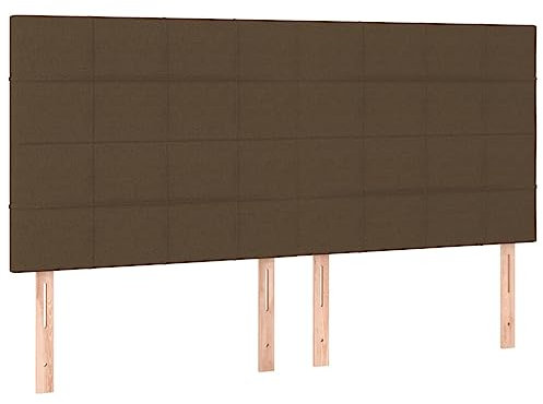 vidaXL Kopfteil 4 STK., Bettkopfteil mit Holzbeinen, Höhenverstellbar Polsterkopfteil für Bett, Betthaupt Bettzubehör Schlafzimmer, Dunkelbraun 100x5x78/88cm Stoff