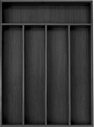 Besilord Bamboo Kitchen Silverware Organizer Black Utensil Holder