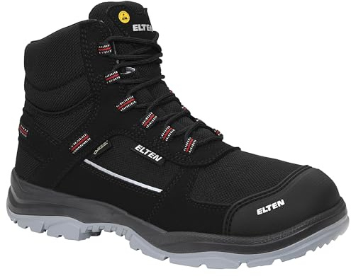 ELTEN Sicherheitsschuhe Matthew Pro GTX Mid ESD S3 CI Typ 3, Damen und Herren, Textil, Stahlkappe, leicht, sportlich 45, Schwarz