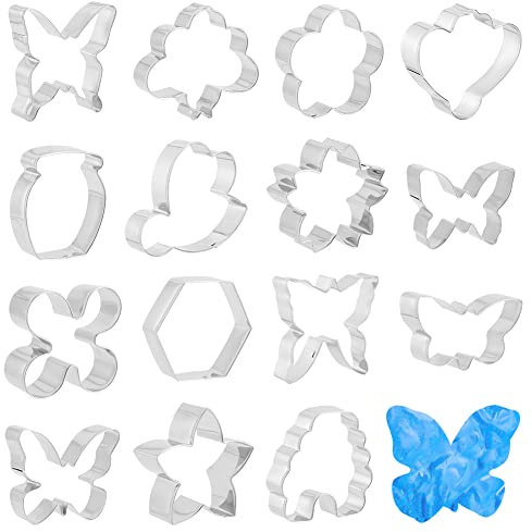 PH PandaHall 15pcs Set di Formine per Biscotti Primavera Tagliabiscotti per Fondente 430 Tagliabiscotti In Acciaio Inossidabile Fiore Farfalla Stampo per Biscotti per San Valentine Matrimonio Festa
