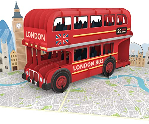 MOKIO® Pop-Up Karte – Doppeldeckerbus in London – 3D Geburtstagskarte für einen England Urlaub, London Grußkarte zum Geburtstag
