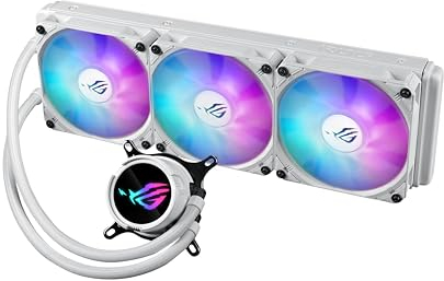 ASUS ROG Strix LC II 360 ARGB White Edition, dissipatore a liquido all-in-one per CPU con Aura Sync, supporto Intel LGA 1700 e AMD AM4/TR4 e 3 ventole ROG RGB da 120 mm indirizzabili, Bianco