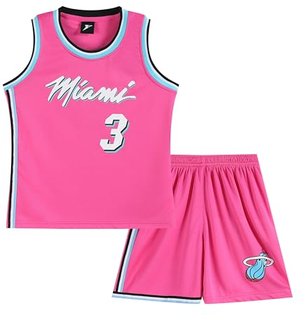 Huniam Jungen 2er-Set Basketball Trainings Ärmellos Trikot und Hose, Basketball Kleidung Kinder, Jungs Jersey (Rosa, 12-14 Jahre)