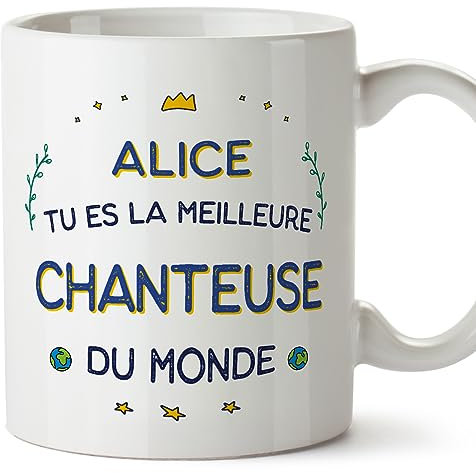 Mugffins Tasses Personnalisables pour CHANTEUSE femme - En Français - Cadeau Personalisé- Meilleur du Monde - 11 oz / 330 ml