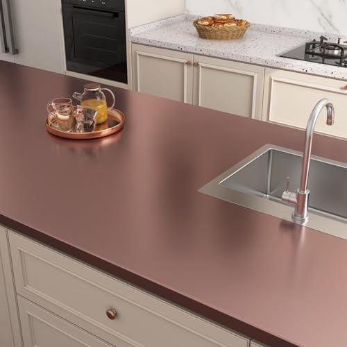 FunStick 40CM×6M Klebefolie Möbel Rosa Gold Metallic Glänzend Edelstahl Folie Selbstklebend Kühlschrank Folie Spritzschutz Küchenrückwand Metallicfolie Möbelfolie Selbstklebend Küche Geschirrspüler