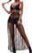 Odizli Festival Outfit Damen Rave Techno Sexy Transparent Mesh Glitzer Sterne Pailletten Gothic Rock Tüllrock Lang Kleid Teenager Mädchen Party Streetwear Clubwear Sommer Bikini Cover Up Schwarz#A S