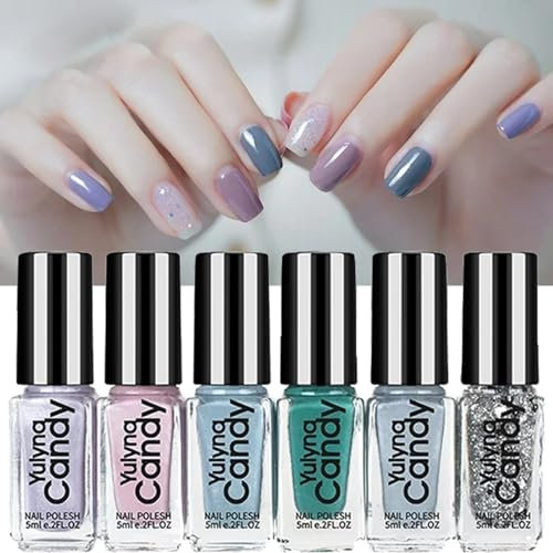 FANFALUV Nail Polish Sets 6PCS Nail Varnish-Quick Dry & Long Lasting-Non Toxic Oily Nature No Need Uv Nail Paint For Diy Nail Art Manicure At Home No Need Cure Christmas Nails(Fresh Summer)