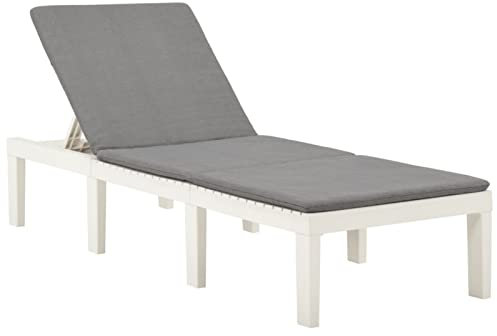 ARKEM Tumbona con cojín plástico Blanco Tumbonas Piscina Sillas Terraza Exterior Silla Playa