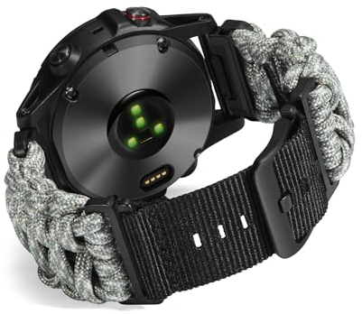 BINLUN Kompatibel mit Garmin Armband Nylon Paracord 550 20MM/22MM/26MM Militär Sports Robustes Für Quickfit-Armband Geflochtene Ersatzarmband Passt Für Fenix/für Forerunner/Für Descent/Für Instinct