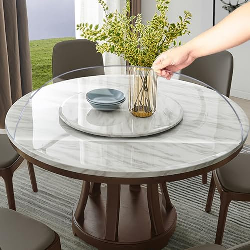 Nappe ronde transparente,Film de Table en PVC Convient pour Salle à Manger,Salon Et Le Bureau,Toile Cirée Lavable Anti-Graisse,étanche à L'eau Film Doux de Protection Imperméable (1.5mm,60cm)