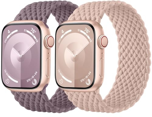 Charlam 2 Pezzi Cinturino Compatibile con Cinturini Apple Watch 45mm 44mm 42mm 49mm Donne Uomini, Sportiva Nylon Elastico Intrecciato Band per iWatch Serie 9 8 7 6 5 4 3 2 1 SE Ultra/Ultra 2