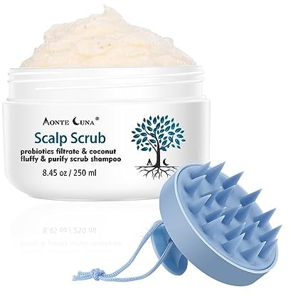 Kopfhaut Peeling, Haarpflege, Shampoo für juckende und trockene Kopfhaut, Anti-Schuppen Shampoo, Tiefenreinigung, Kopfhautpeeling mit Massagebürste, Scalp Exfoliator Scrub